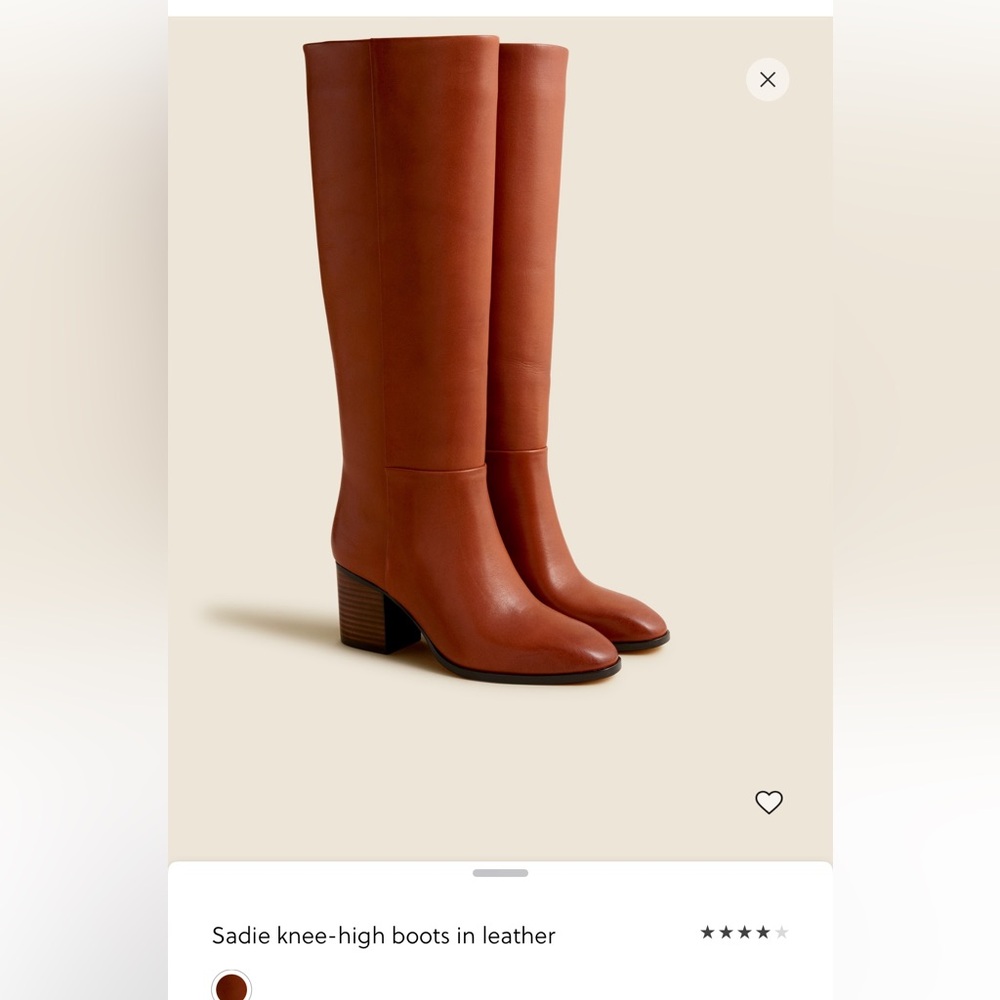 Jcrew- Sadie knee high boot rich oak leather. Size 9.5